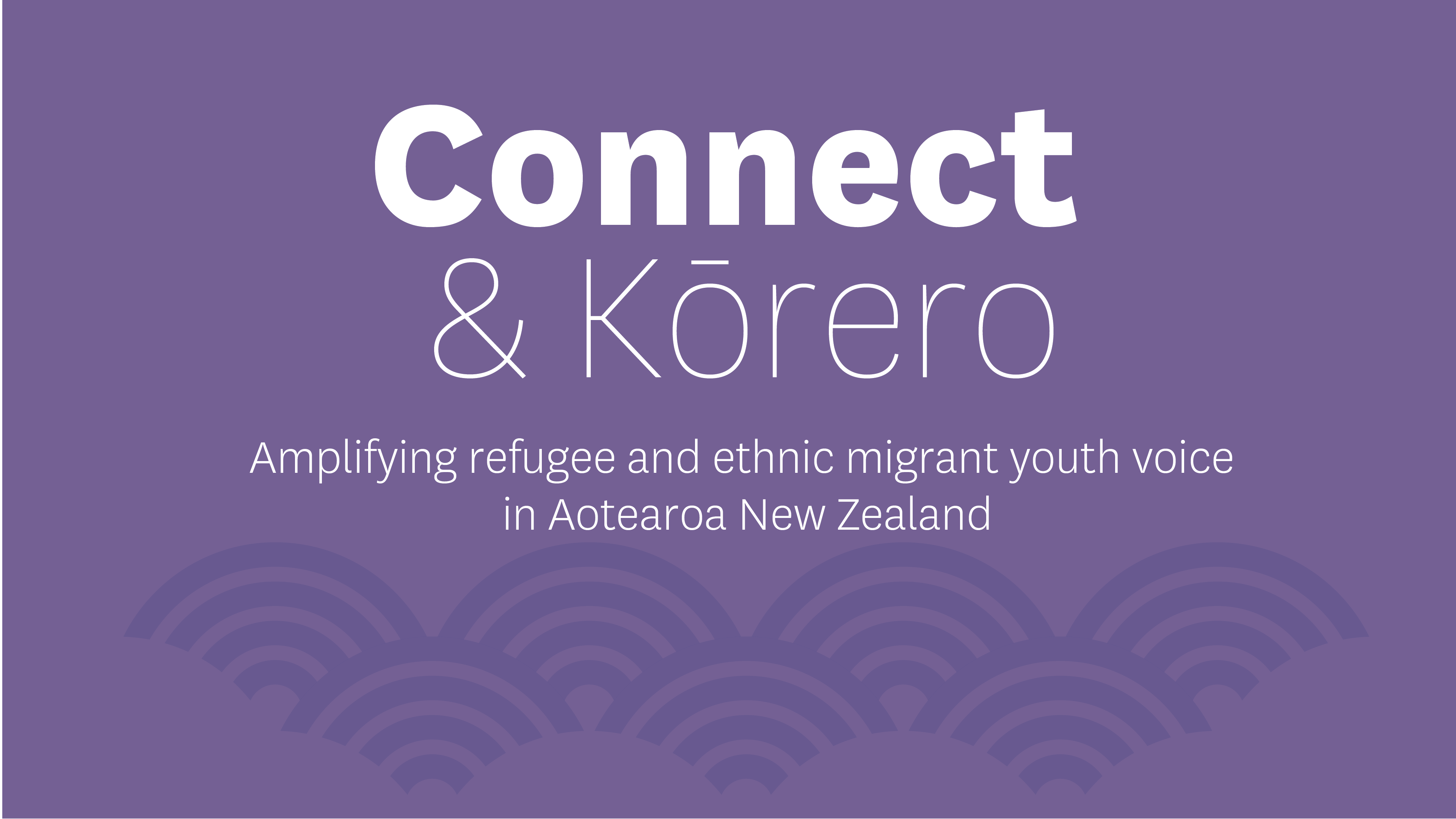 Connect and Korero report title graphic purple