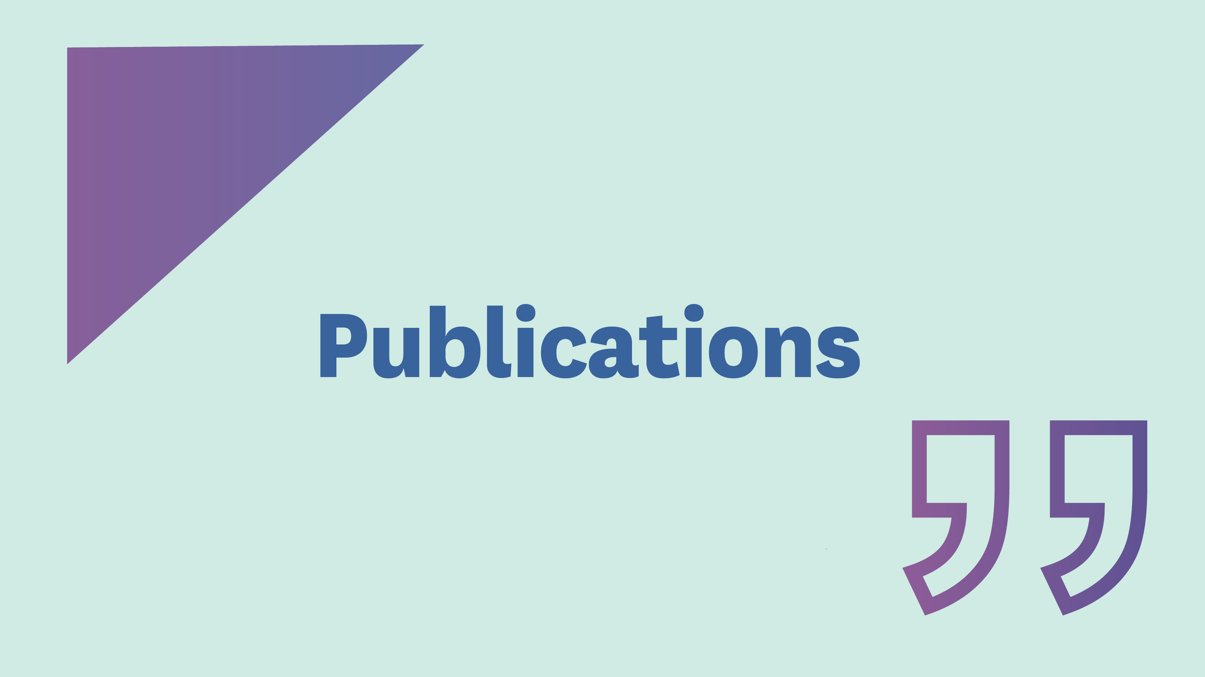 Publications title card graphic teal