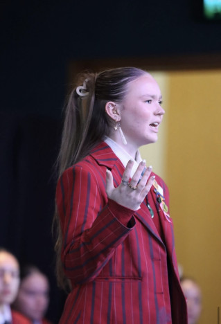 Youth MP Emma-Grace Yule delivering a speech