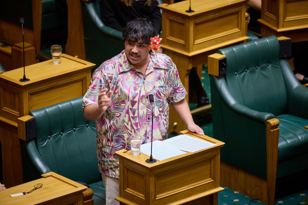 Tautalaleleia is pictured mid-debate in the Parliament Debating Chamber in Wellington