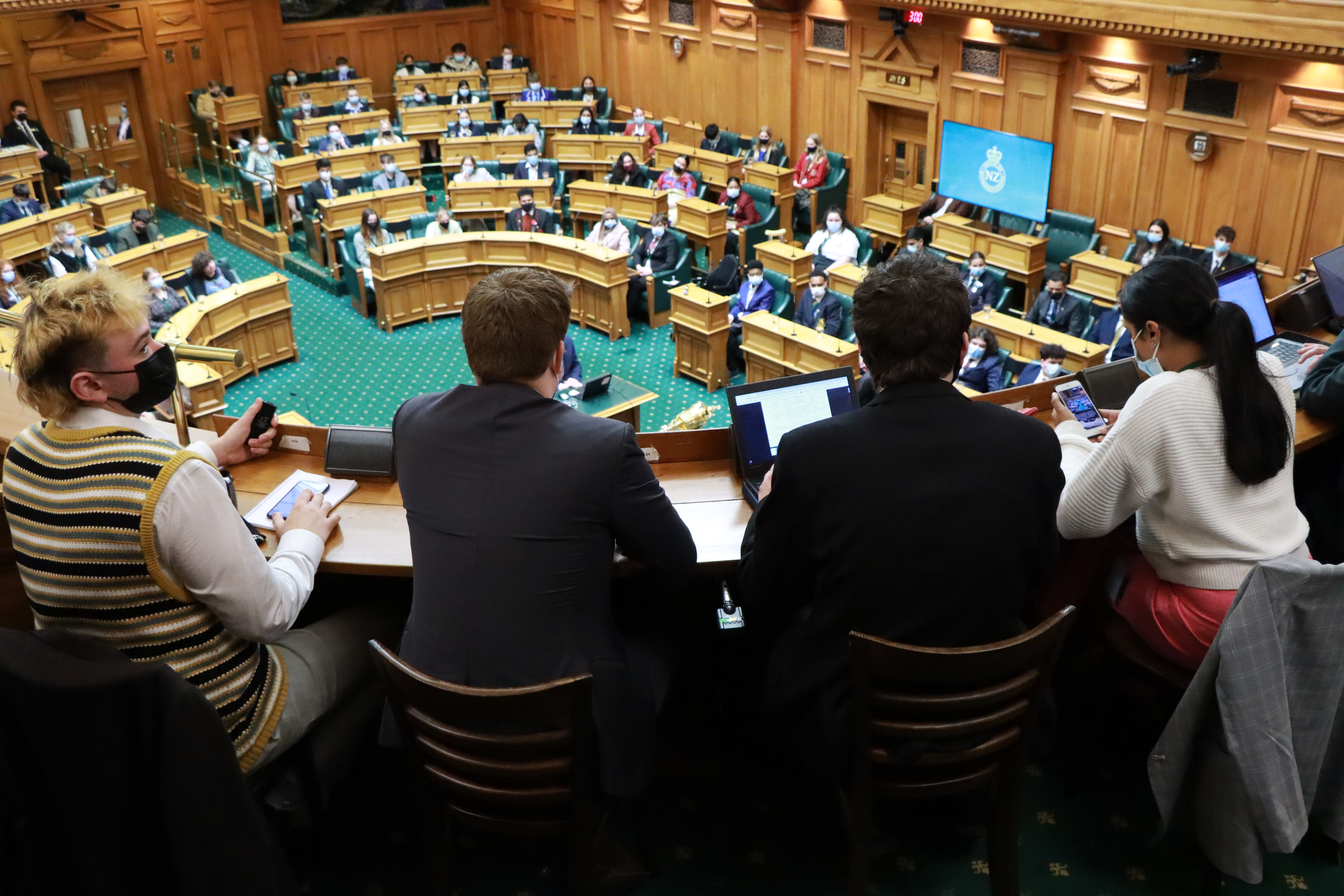Overhead shot of Youth MPs in the Parliament Debating Chamber 2022